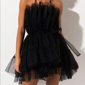 Black Tulle Off The Shoulder Cute Bachelorette Party Dress, Birthday Party Dress